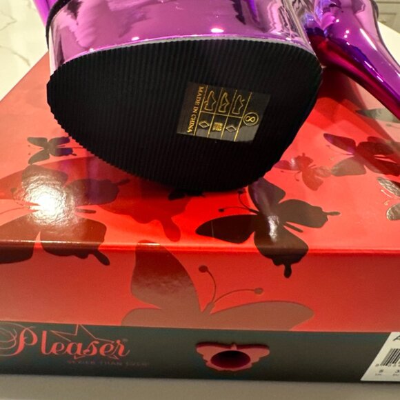 Pleaser Heels, Purple Chrome, clear upper, 8M, NWT, NEVER WORN, womens shoes - Picture 2 of 4